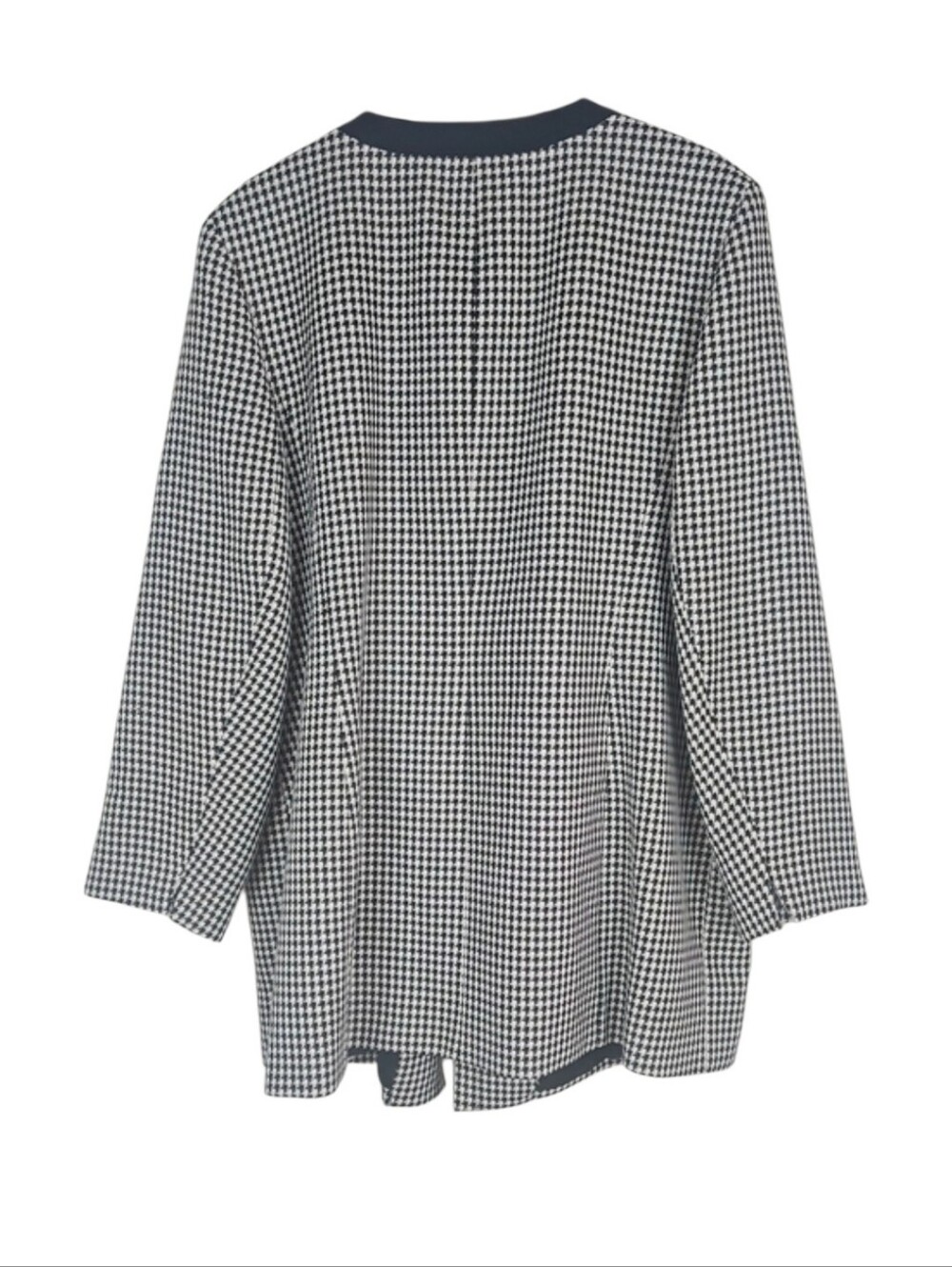 Vintage Houndstooth Blazer Open Jacket Work Pockets Black White Women's Plus 20W - Picture 4 of 8